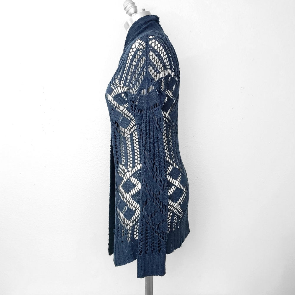 Anthropologie Skies Are Blue Knit Cardigan Open Front SMALL Navy Blue - Picture 4 of 8